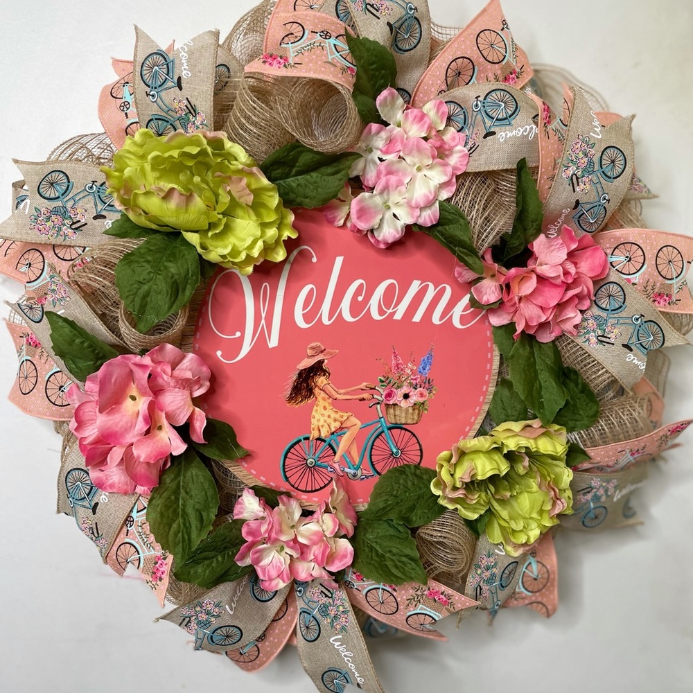Welcome Bicycle Wreath